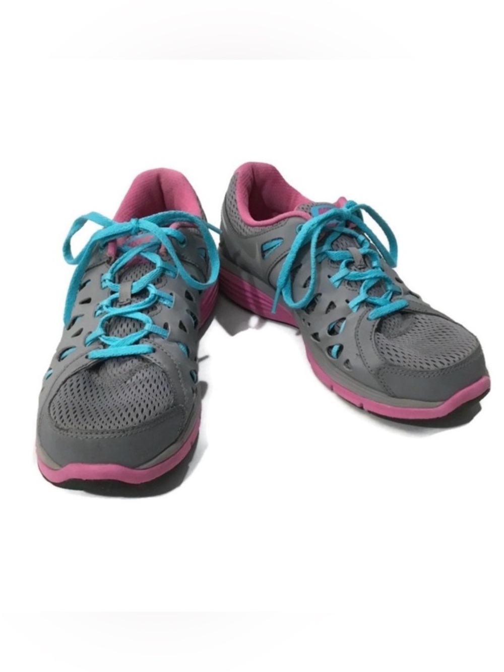 Gray and Pink Nike Dual Fusion Run 2 Sneakers Athletic Shoes
